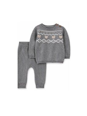 Carter's Gray Knit Sweater and Pants Set with Cream Accents